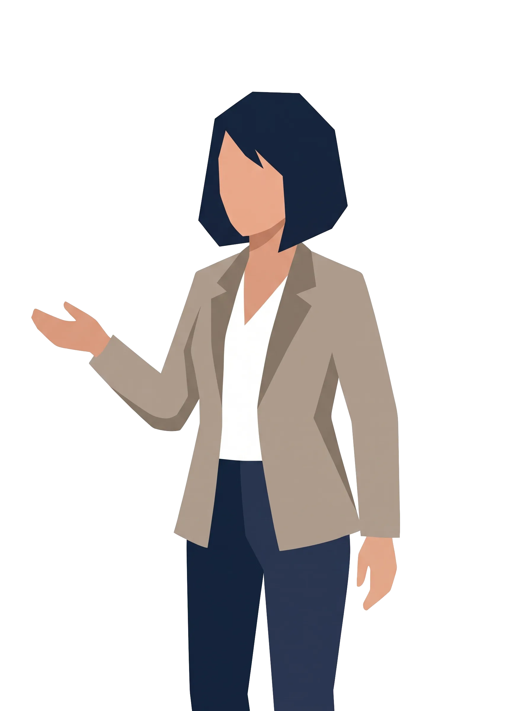 手のひらを向けて話す女性のイラスト